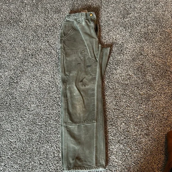 CARHARTT Men's 30x30 Green Double Front Carpenter Pants Original Dungaree Fit - Picture 3 of 6